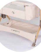 CHIPOLINO Patut co-sleeper pliabil SleepNFold Cashmere cu inaltime reglabila pozitie anti-reflux functie de leganare salteluta de infasat plasa anti-insecte roti cu frana