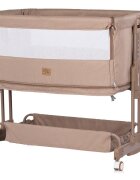 CHIPOLINO Patut co-sleeper si tarc Zen Latte cu laterala pliabila intrare laterala roti blocabile inaltime ajustabila pozitie anti-reflux plasa anti-insecte