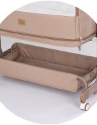 CHIPOLINO Patut co-sleeper si tarc Zen Latte cu laterala pliabila intrare laterala roti blocabile inaltime ajustabila pozitie anti-reflux plasa anti-insecte