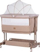 CHIPOLINO Patut co-sleeper si tarc Zen Latte cu laterala pliabila intrare laterala roti blocabile inaltime ajustabila pozitie anti-reflux plasa anti-insecte