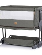CHIPOLINO Patut co-sleeper si tarc Zen Matcha cu laterala pliabila intrare laterala roti blocabile inaltime ajustabila pozitie anti-reflux plasa anti-insecte