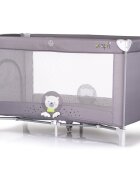 CHIPOLINO Patut pentru copii Capri Bear Grey pliabil saltea pentru nivelul inferior intrarea laterala buzunare laterale geanta transport standardul EN716-1 greutate suportata 15 kg