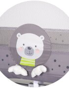CHIPOLINO Patut pentru copii Capri Bear Grey pliabil saltea pentru nivelul inferior intrarea laterala buzunare laterale geanta transport standardul EN716-1 greutate suportata 15 kg
