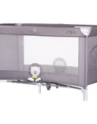CHIPOLINO Patut pentru copii Capri Bear Grey pliabil saltea pentru nivelul inferior intrarea laterala buzunare laterale geanta transport standardul EN716-1 greutate suportata 15 kg