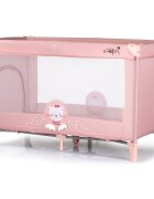 CHIPOLINO Patut pentru copii Capri Cat Pink pliabil saltea pentru nivelul inferior intrarea laterala buzunare laterale geanta transport standardul EN716-1 greutate suportata 15 kg