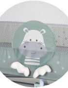 CHIPOLINO Patut pentru copii Capri Hippo Green pliabil saltea pentru nivelul inferior intrarea laterala buzunare laterale geanta transport standardul EN716-1 greutate suportata 15 kg