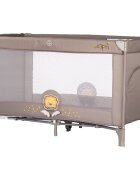 CHIPOLINO Patut pentru copii Capri Lion Beige pliabil saltea pentru nivelul inferior intrarea laterala buzunare laterale geanta transport standardul EN716-1 greutate suportata 15 kg