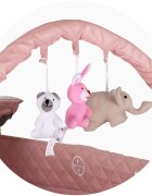 CHIPOLINO Patut pentru copii Luna Pink marshmallow cu doua nivele pliabil saltea de infasat organizator intrarea laterala bara cu jucarii 2 roti buzunar pentru accesorii geanta de transport greutate suportata 15 kg