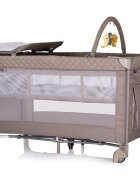 CHIPOLINO Patut pentru copii Luna tiramisu cu doua nivele pliabil saltea de infasat organizator intrarea laterala bara cu jucarii 2 roti buzunar pentru accesorii geanta de transport greutate suportata 15 kg standard
