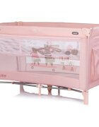 CHIPOLINO Patut pliabil pentru copii Ariel Powder Pink 120x60 cm doua nivele intrare laterala cu fermoar geanta pentru transport