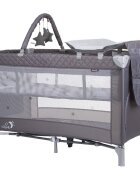 CHIPOLINO Patut pliabil pentru copii Luna Ash Grey cu 2 nivele saltea de infasat usita cu fermoar geanta de transport inclusa