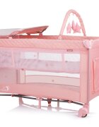 CHIPOLINO Patut pliabil pentru copii Luna Flamingo cu 2 nivele saltea de infasat usita cu fermoar geanta de transport inclusa