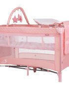 CHIPOLINO Patut pliabil pentru copii Luna Flamingo cu 2 nivele saltea de infasat usita cu fermoar geanta de transport inclusa