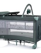 CHIPOLINO Patut pliabil pentru copii Luna Pastel Green cu 2 nivele saltea de infasat usita cu fermoar geanta de transport inclusa