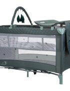 CHIPOLINO Patut pliabil pentru copii Luna Pastel Green cu 2 nivele saltea de infasat usita cu fermoar geanta de transport inclusa