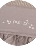 CHIPOLINO Patut pliabil pentru copii Palace Latte cu doua nivele saltea de infasat baldachin roti geanta pentru transport buzunar si intrare laterala