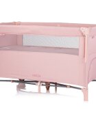 CHIPOLINO Patut pliabil Pink Marshmallow Linen cu laterala culisanta intrare laterala cu fermoar geanta pentru transport greutate admisa 15 kg