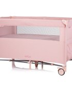 CHIPOLINO Patut pliabil Pink Marshmallow Linen cu laterala culisanta intrare laterala cu fermoar geanta pentru transport greutate admisa 15 kg