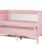 CHIPOLINO Patut pliabil Pink Marshmallow Linen cu laterala culisanta intrare laterala cu fermoar geanta pentru transport greutate admisa 15 kg