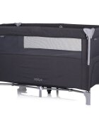 CHIPOLINO Patut pliabil Relax Anthracite Linen cu laterala culisanta intrare laterala cu fermoar geanta pentru transport greutate admisa 15 kg