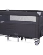 CHIPOLINO Patut pliabil Relax Anthracite Linen cu laterala culisanta intrare laterala cu fermoar geanta pentru transport greutate admisa 15 kg