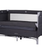 CHIPOLINO Patut pliabil Relax Anthracite Linen cu laterala culisanta intrare laterala cu fermoar geanta pentru transport greutate admisa 15 kg