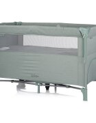 CHIPOLINO Patut pliabil Relax Basil Linen cu laterala culisanta intrare laterala cu fermoar geanta pentru transport greutate admisa 15 kg