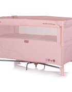 CHIPOLINO Patut pliabil Relax Powder Pink Linen cu laterala culisanta 2 nivele intrare laterala geanta pentru transport greutate admisa 15 kg