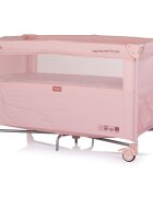 CHIPOLINO Patut pliabil Relax Powder Pink Linen cu laterala culisanta 2 nivele intrare laterala geanta pentru transport greutate admisa 15 kg