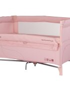 CHIPOLINO Patut pliabil Relax Powder Pink Linen cu laterala culisanta 2 nivele intrare laterala geanta pentru transport greutate admisa 15 kg