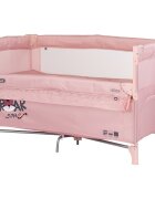 CHIPOLINO Patut pliabil Relax Tiger Powder Pink cu laterala culisanta 2 nivele intrare laterala geanta pentru transport greutate admisa 15 kg