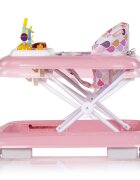 CHIPOLINO Premergator pentru copii Baby Steps Pink cu panou de joaca inaltime reglabila si tavita detasabila