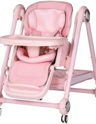 CHIPOLINO Scaun de masa 2 in 1 Melba Powder Pink reglabil transformabil roti cu frana pliere compacta