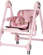 CHIPOLINO Scaun de masa 2 in 1 Melba Powder Pink reglabil transformabil roti cu frana pliere compacta