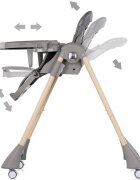 CHIPOLINO Scaun de masa pentru copii Candy Shop Charcoal cu spatar reglabil in 3 pozitii inaltime reglabila 4 roti