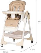 CHIPOLINO Scaun de masa Yogurt Latte reglabil tava dubla husa din piele ecologica roti cu frana
