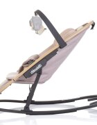 CHIPOLINO Scaunel balansoar Senso Biscotta Wood cu spatar reglabil bara de jucarii suport pentru cap centuri de siguranta pliere compacta