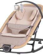 CHIPOLINO Scaunel balansoar Senso Biscotta Wood cu spatar reglabil bara de jucarii suport pentru cap centuri de siguranta pliere compacta