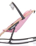 CHIPOLINO Scaunel balansoar Senso Pink Marshmallow Wood cu spatar reglabil bara de jucarii suport pentru cap centuri de siguranta pliere compacta