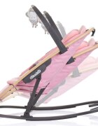 CHIPOLINO Scaunel balansoar Senso Pink Marshmallow Wood cu spatar reglabil bara de jucarii suport pentru cap centuri de siguranta pliere compacta