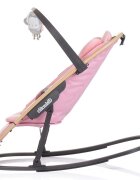 CHIPOLINO Scaunel balansoar Senso Pink Marshmallow Wood cu spatar reglabil bara de jucarii suport pentru cap centuri de siguranta pliere compacta