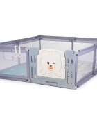 CHIPOLINO Tarc de joaca pentru copii Amico Grey 200x180 cm cu usa si 2 inele ajutatoare