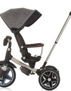 CHIPOLINO Tricicleta pentru copii Derby granite cu copertina si sezut reversibil spatar reglabil pozitie somnfrana suport pentru picioare maner cu control al directiei jucarie cu muzica si lumini
