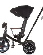 CHIPOLINO Tricicleta pentru copii Derby obsidian cu copertina si sezut reversibil spatar reglabil pozitie somnfrana suport pentru picioare maner cu control al directiei jucarie cu muzica si lumini