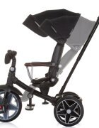 CHIPOLINO Tricicleta pentru copii Derby obsidian cu copertina si sezut reversibil spatar reglabil pozitie somnfrana suport pentru picioare maner cu control al directiei jucarie cu muzica si lumini