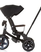 CHIPOLINO Tricicleta pentru copii Derby obsidian cu copertina si sezut reversibil spatar reglabil pozitie somnfrana suport pentru picioare maner cu control al directiei jucarie cu muzica si lumini