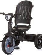CHIPOLINO Tricicleta pentru copii Derby obsidian cu copertina si sezut reversibil spatar reglabil pozitie somnfrana suport pentru picioare maner cu control al directiei jucarie cu muzica si lumini