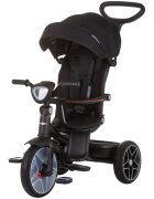 CHIPOLINO Tricicleta pentru copii Derby obsidian cu copertina si sezut reversibil spatar reglabil pozitie somnfrana suport pentru picioare maner cu control al directiei jucarie cu muzica si lumini