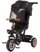 CHIPOLINO Tricicleta pentru copii Marathon Obsidian cu sezut rotativ suport picioare maner reglabil 2 cosulete greutate admisa 25 kg