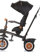 CHIPOLINO Tricicleta pentru copii Marathon Obsidian cu sezut rotativ suport picioare maner reglabil 2 cosulete greutate admisa 25 kg